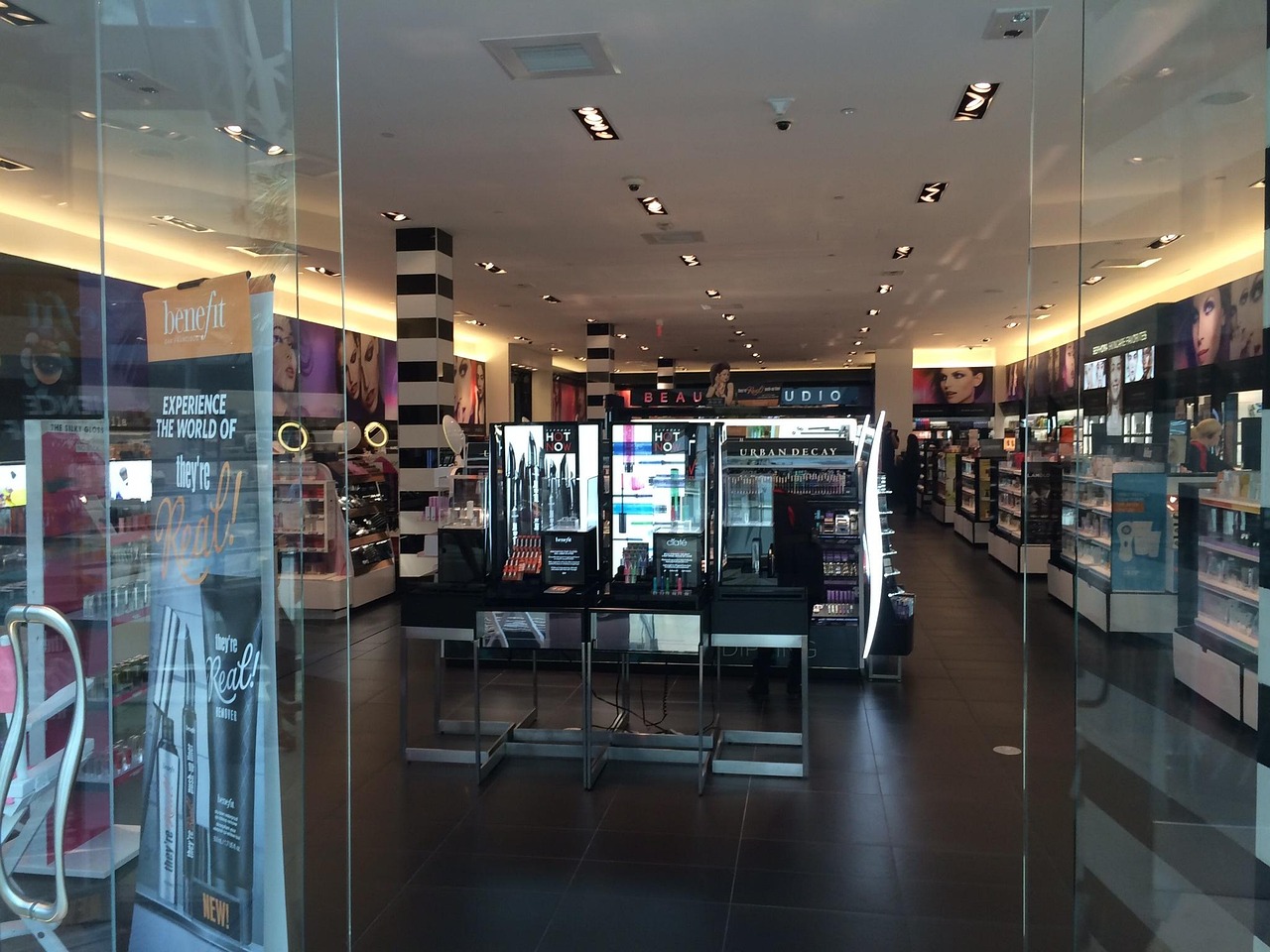 Soft retail interior lighting used as a calm abstract backdrop